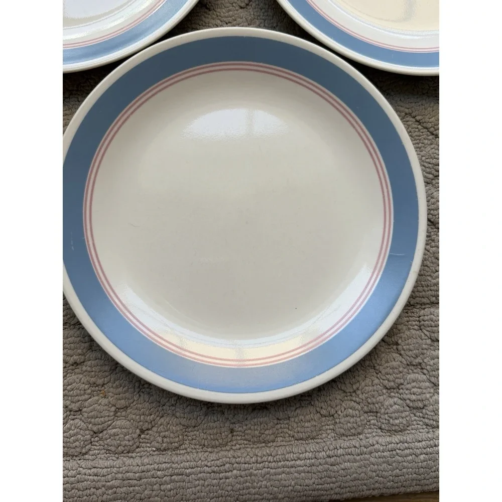 Corelle Colonial Blue Pink Ring Dinner Plate-set of 3